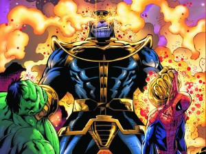 Thanos vs hulk and spiderman