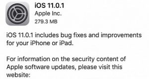 Apple releases ios 11 0 1 with bug fixes and improvements for iphone and ipad